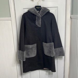 Wool parka with shearling trim - REAL